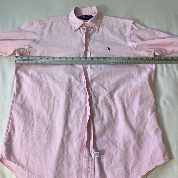 Vintage Ralph Lauren Pink Button Down S/S Shirt Medium Small Pony Preppy College - Picture 4 of 6